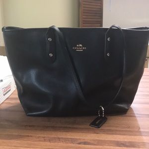 Black leather coach purse